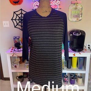 Blue and gray striped Randy shirt by lularoe